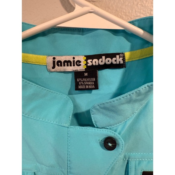 Jamie Sadock Turquoise Sleeveless Collared Button Front Shirt Top Women's Medium - Picture 4 of 8